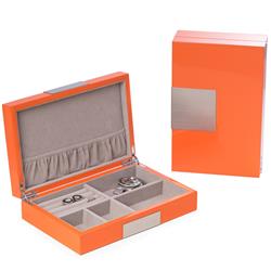 Bey-berk International Bb597org Lacquered Orange Wood Valet Box