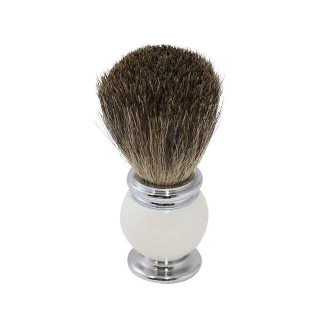 Bey-berk International Bb44 Pure Badger Shaving Brush With White Enamel Handle & Chrome Accents