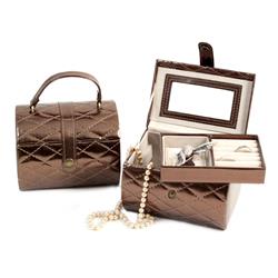 Bey-berk International Bb552brz Bronze Leatherette Sweet 16 Jewelry Box With Removable Tray