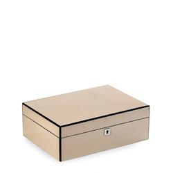 Bey-berk International Bb599ivr Lacquered Ivory White Jewelry Box With Etched Croco Design In Wood