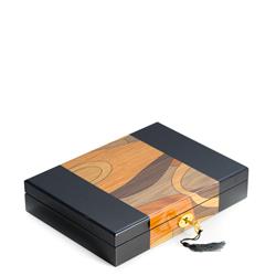 Bey-berk International Bb604blk Black Lacquered Wooden Box With 15 Divided Sections