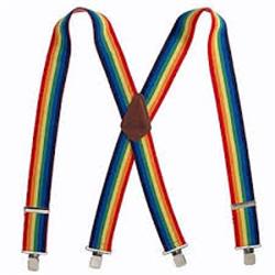 1383 2 In. Suspenders With Jumbo Clip, Rainbow