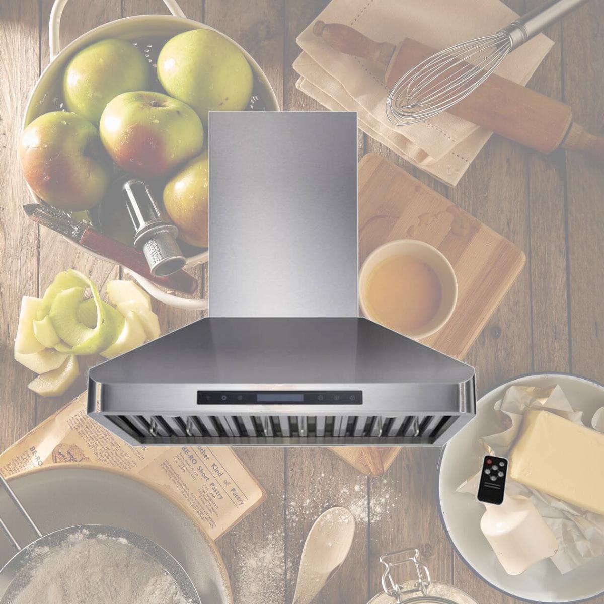 Picture of Awoco RH-WT-30 Awoco RH-WT-30 Wall Mount 4 Speeds, 6 Top Round Vent Stainless Steel Range Hood