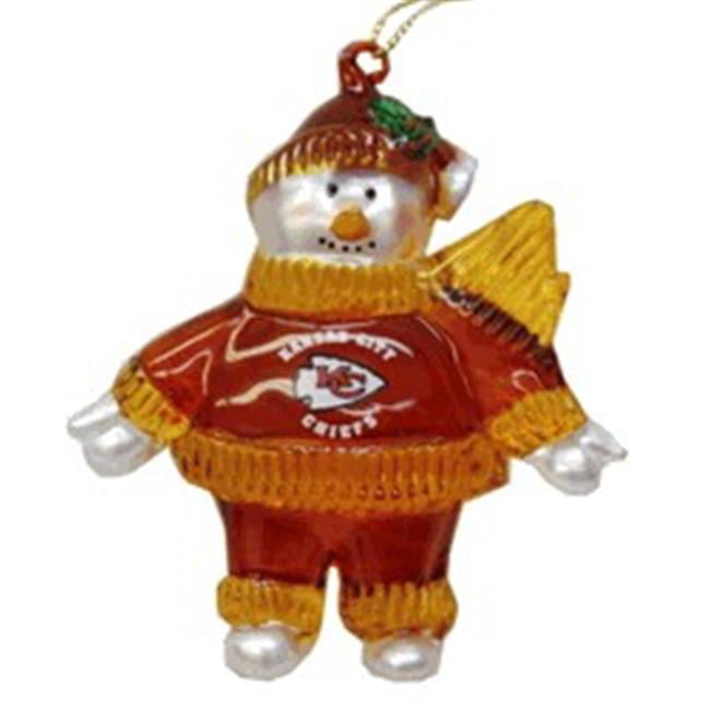 Kansas City Chiefs 2 3/4 Crystal Snowman Ornament