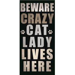 Pet Sign Wood Beware Crazy Cat Lady 5"x10"