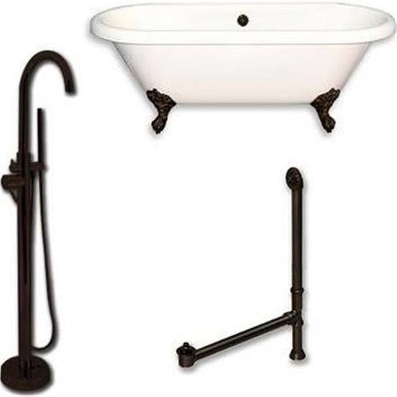 Ade60-150-pkg-orb-nh 60 X 30 In. Acrylic Double Ended Clawfoot Bathtub With No Faucet Drillings & Oil Rubbed Bronze Plumbing