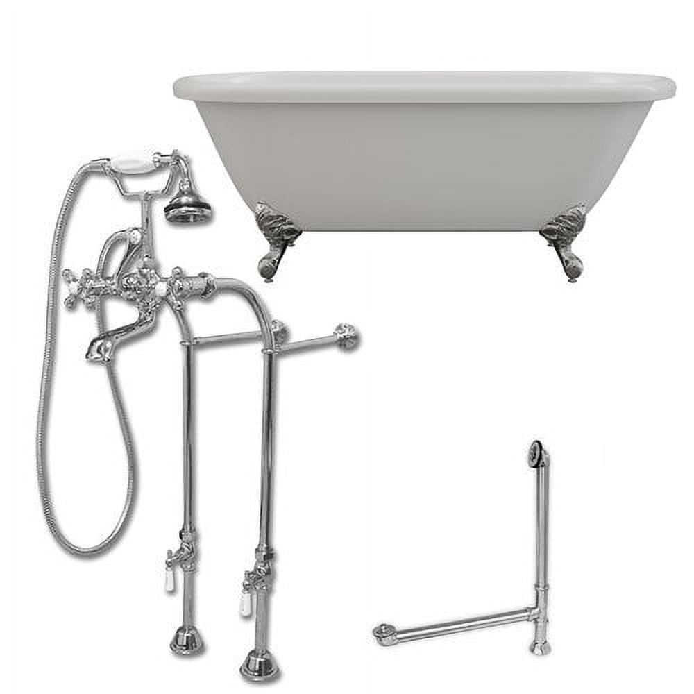 Ade60-398463-pkg-cp-nh 60 X 30 In. Acrylic Double Ended Clawfoot Bathtub With No Faucet Drillings & Polished Chrome Plumbing