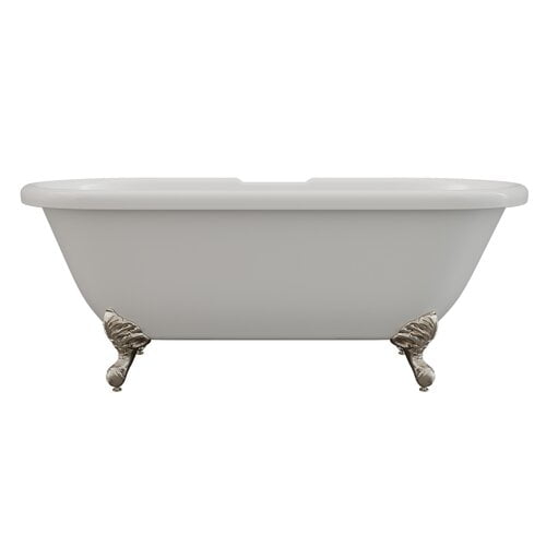 Ade60-dh-bn 60 X 30 In. Acrylic Double Ended Clawfoot Bathtub With 7 In. Deck Mount Faucet Drillings & Brushed Nickel Feet