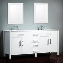 8162w 72 In. White Solid Wood & Porcelain Double Vanity Set