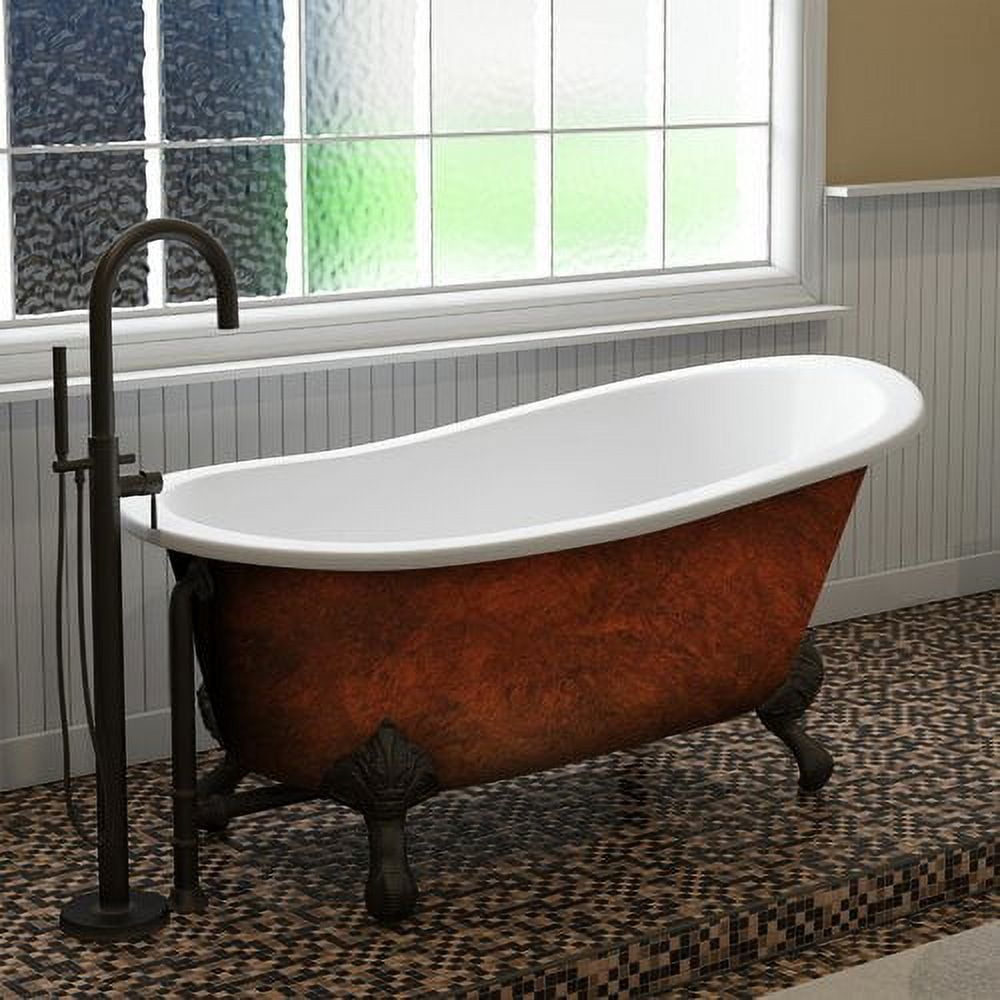 St61-nh-orb-cb 61 X 30 In. Cast Iron Clawfoot Bathtub Faux Copper Bronze Finish On Exterior With No Faucet Drillings & Oil Rubbed Bronze Feet