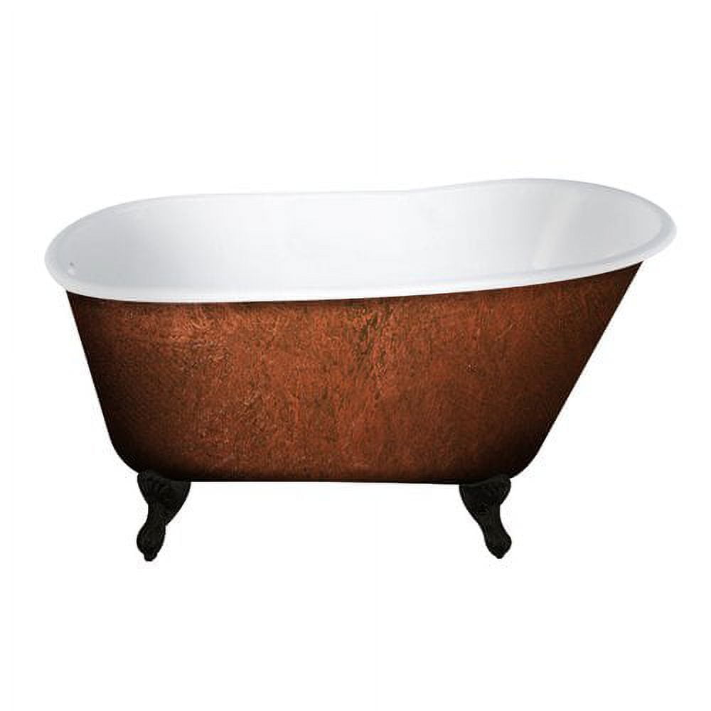 Swed54-nh-orb-cb 54 X 30 In. Cast Iron Clawfoot Bathtub Faux Copper Bronze Finish On Exterior With No Faucet Drillings & Oil Rubbed Bronze Feet