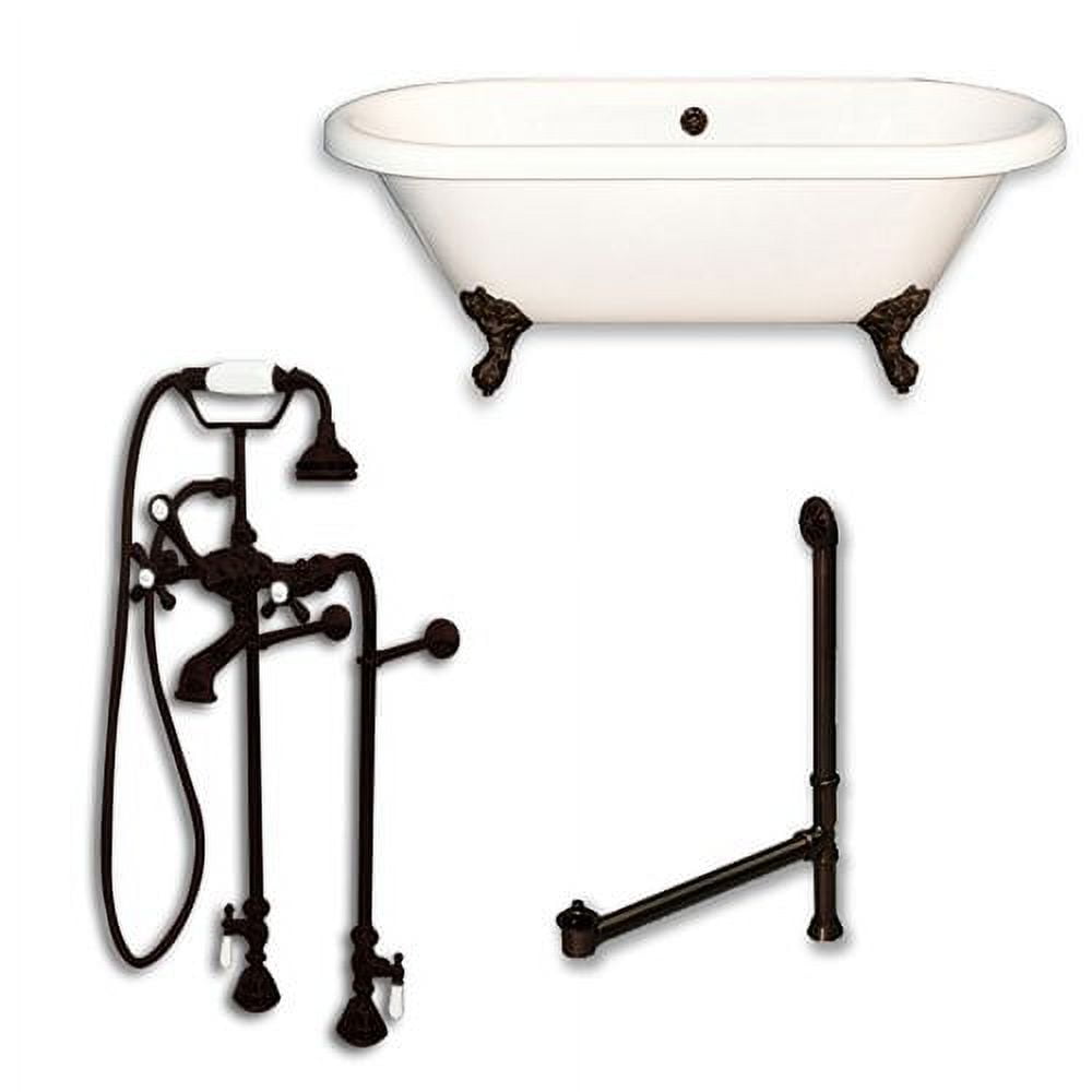 Ade60-398463-pkg-orb-nh 60 X 30 In. Acrylic Double Ended Clawfoot Bathtub With No Faucet Drillings & Oil Rubbed Bronze Plumbing
