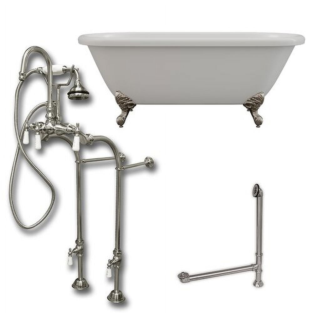 Ade60-398684-pkg-bn-nh 60 X 30 In. Acrylic Double Ended Clawfoot Bathtub With No Faucet Drillings & Brushed Nickel Plumbing