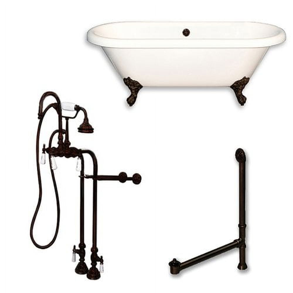 Ade60-398684-pkg-orb-nh 60 X 30 In. Acrylic Double Ended Clawfoot Bathtub With No Faucet Drillings & Oil Rubbed Bronze Plumbing