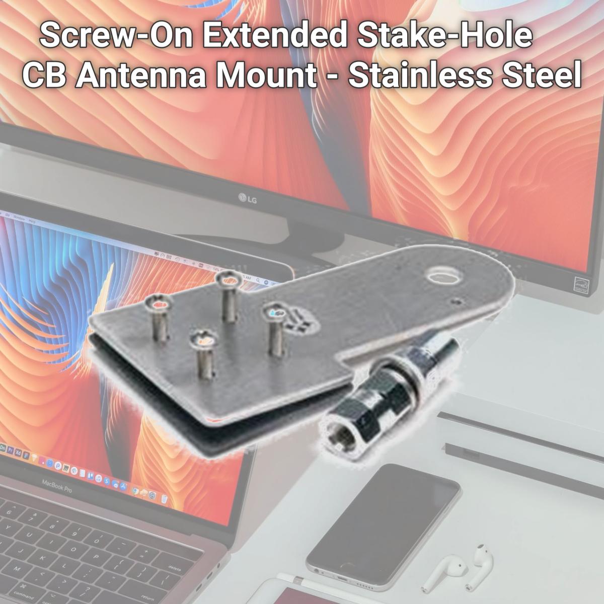 Picture of Firestik SS194A Screw-On Extended Stake-Hole CB Antenna Mount - Stainless Steel