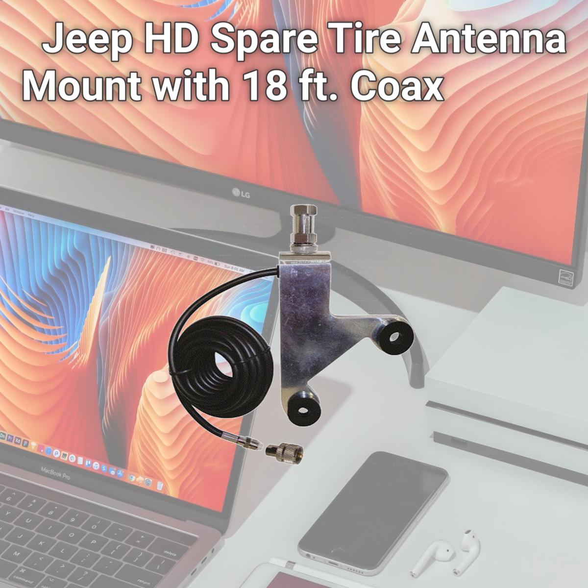 Picture of Accessories Unlimited AUJ2K Jeep HD Spare Tire Antenna Mount with 18 ft. Coax