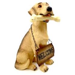 1256803goldretr 13 In. Welcome Dog With Golden Retriver