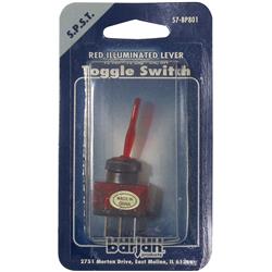 057bp801 12v Illuminated Lever 20a On & Off Toggle Switch, Red