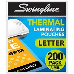 3202062 3 Mil Swingline Thermal Laminating Sheets Pouches Legal Size Pouch - - Pack Of 200 - Pack Of 6