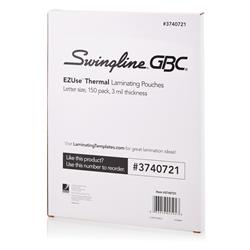 3740721 150 Per Pack For Thermal Laminating Pouches, Standard Letter Size, 3 Mil - Pack Of 12