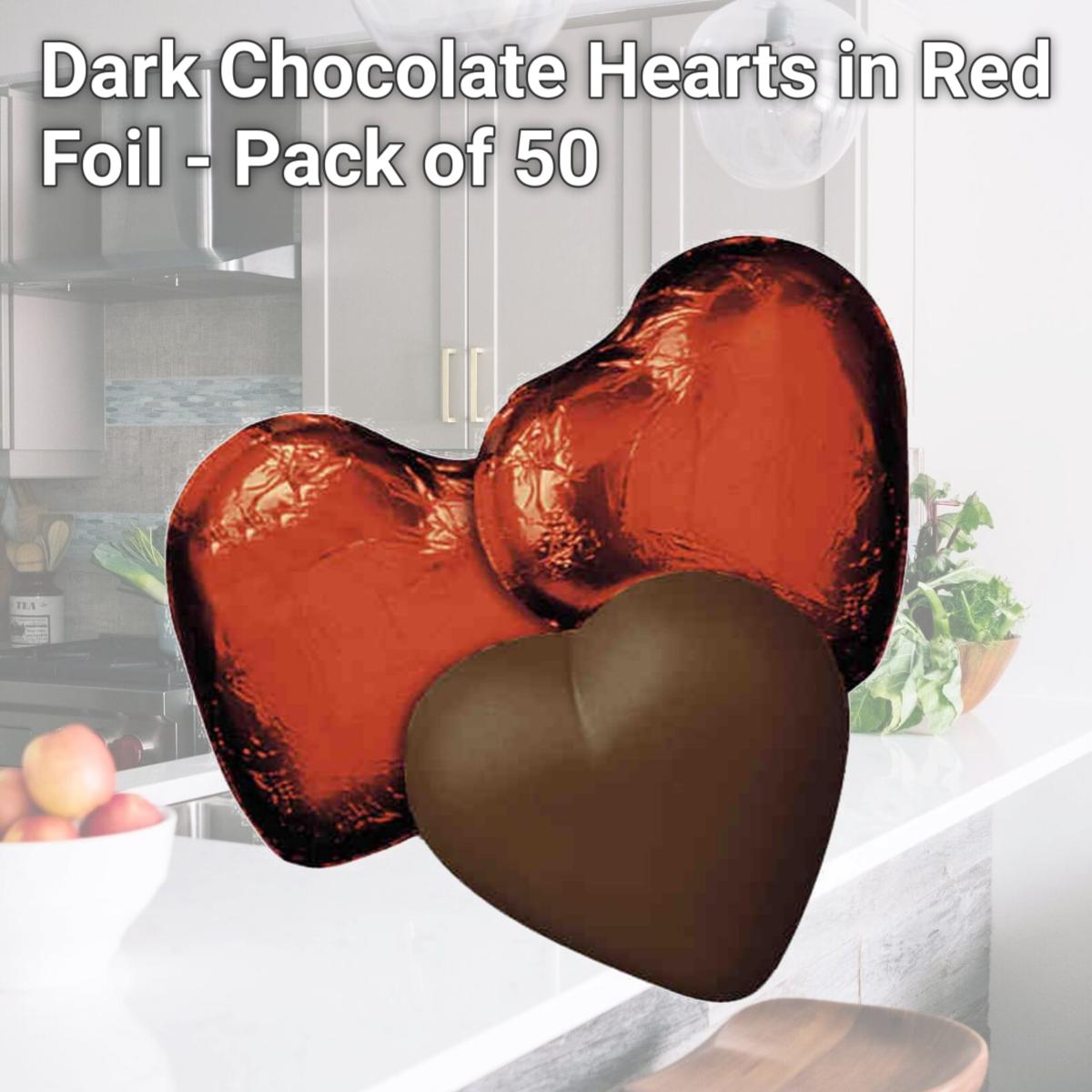 Picture of Chocolate Chocolate 310125 Dark Chocolate Hearts in Red Foil - Pack of 50