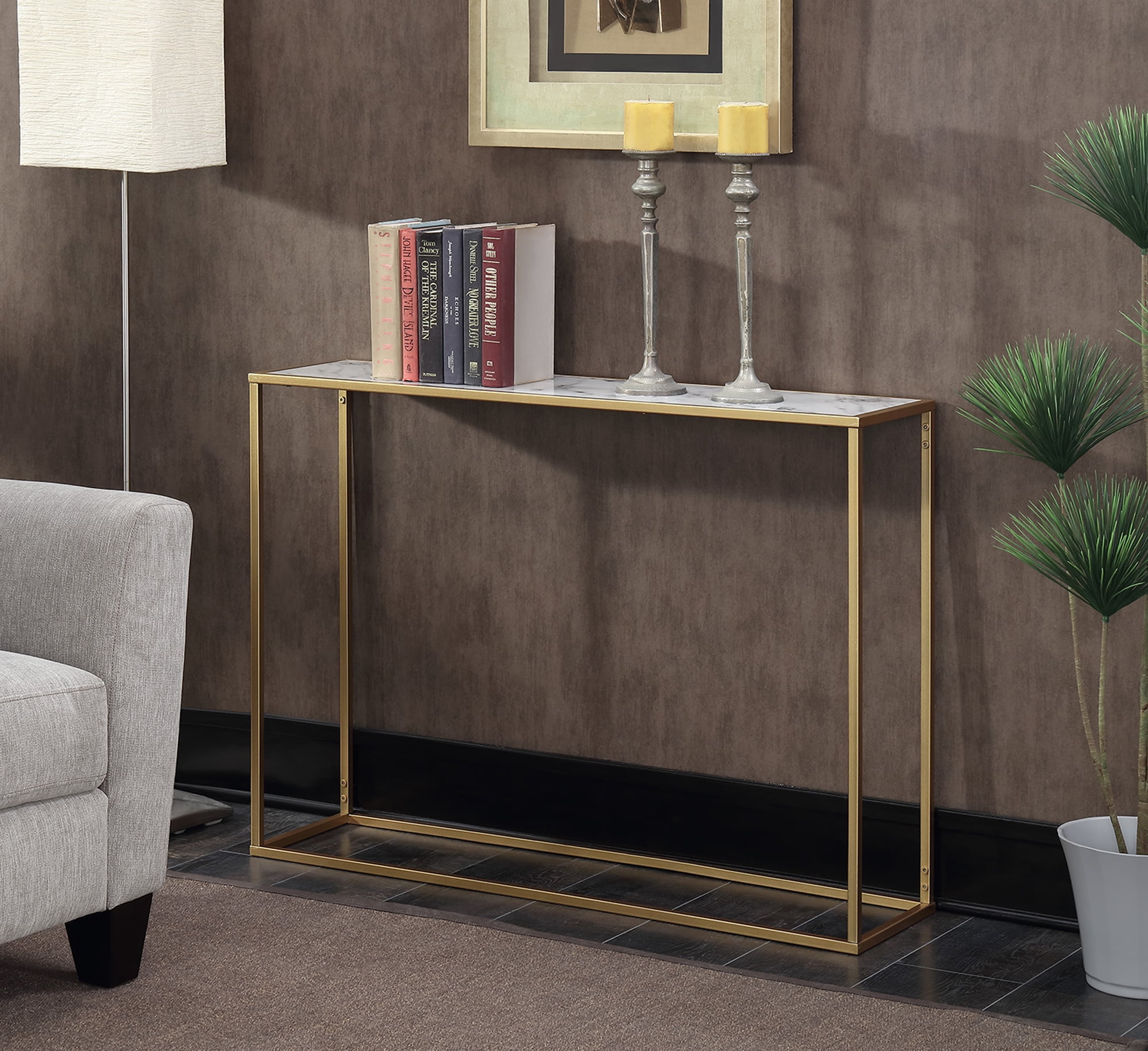 413499m Gold Coast Faux Marble Console Table
