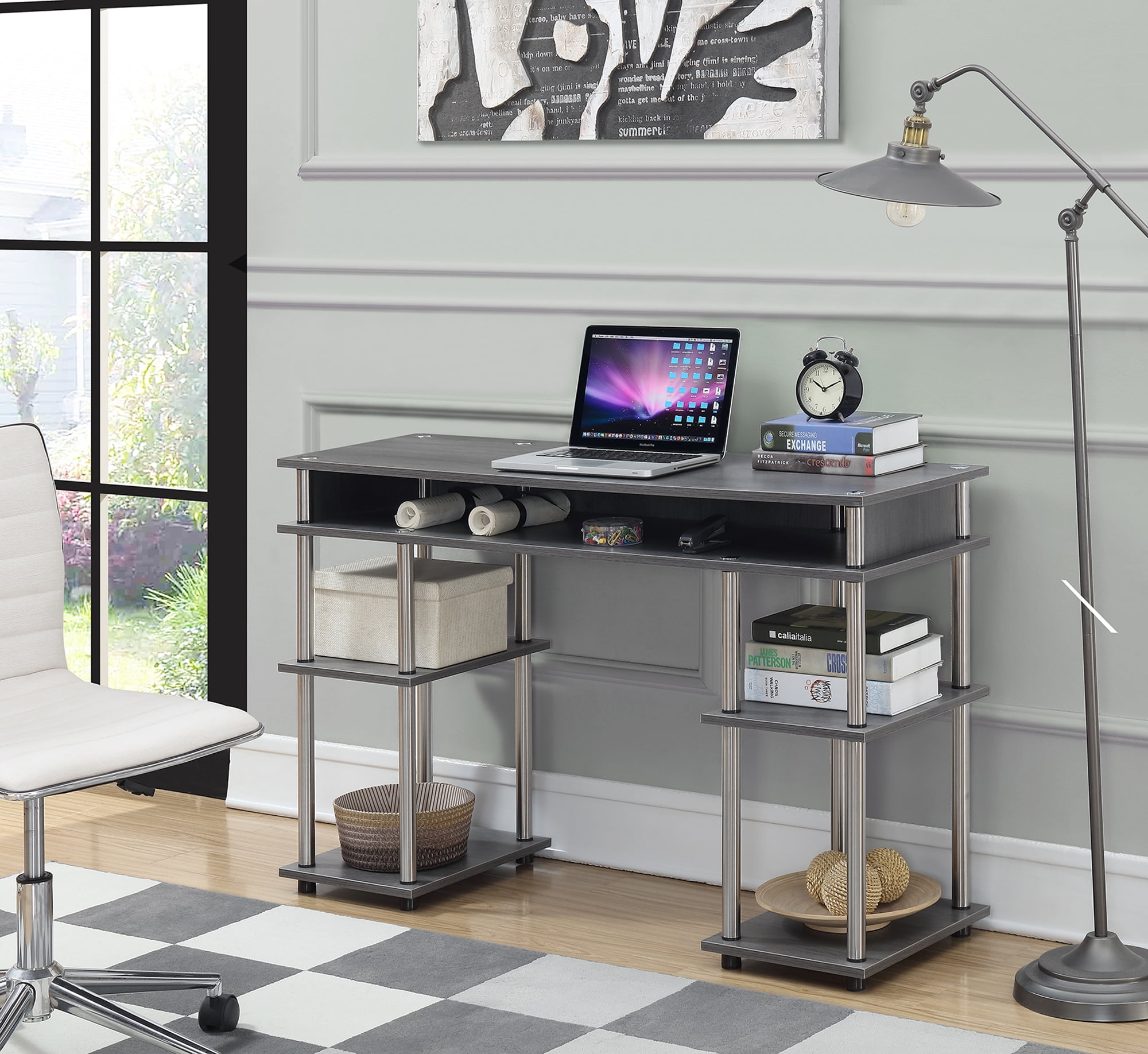 131436cgy Designs2go No Tools Student Desk, Charcoal Gray - 47.25 X 15.75 X 30 In.