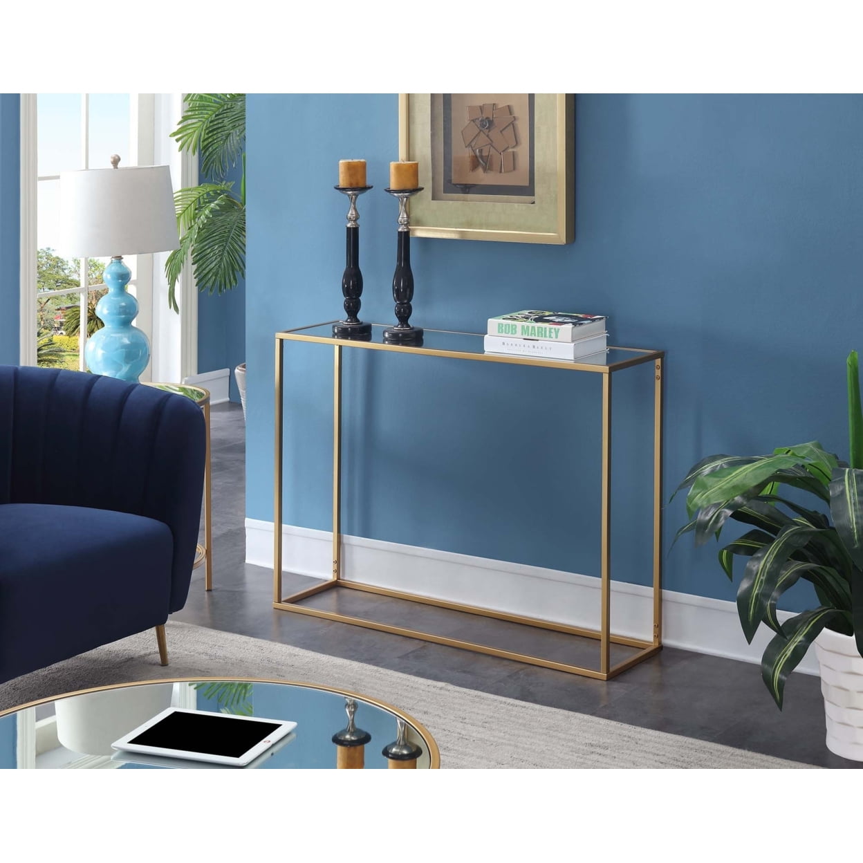 413499mrg Gold Coast Mirrored Top Console Table