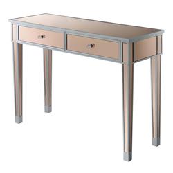 413372cpkss Gold Coast Mirrored Desk, Silver & Rose