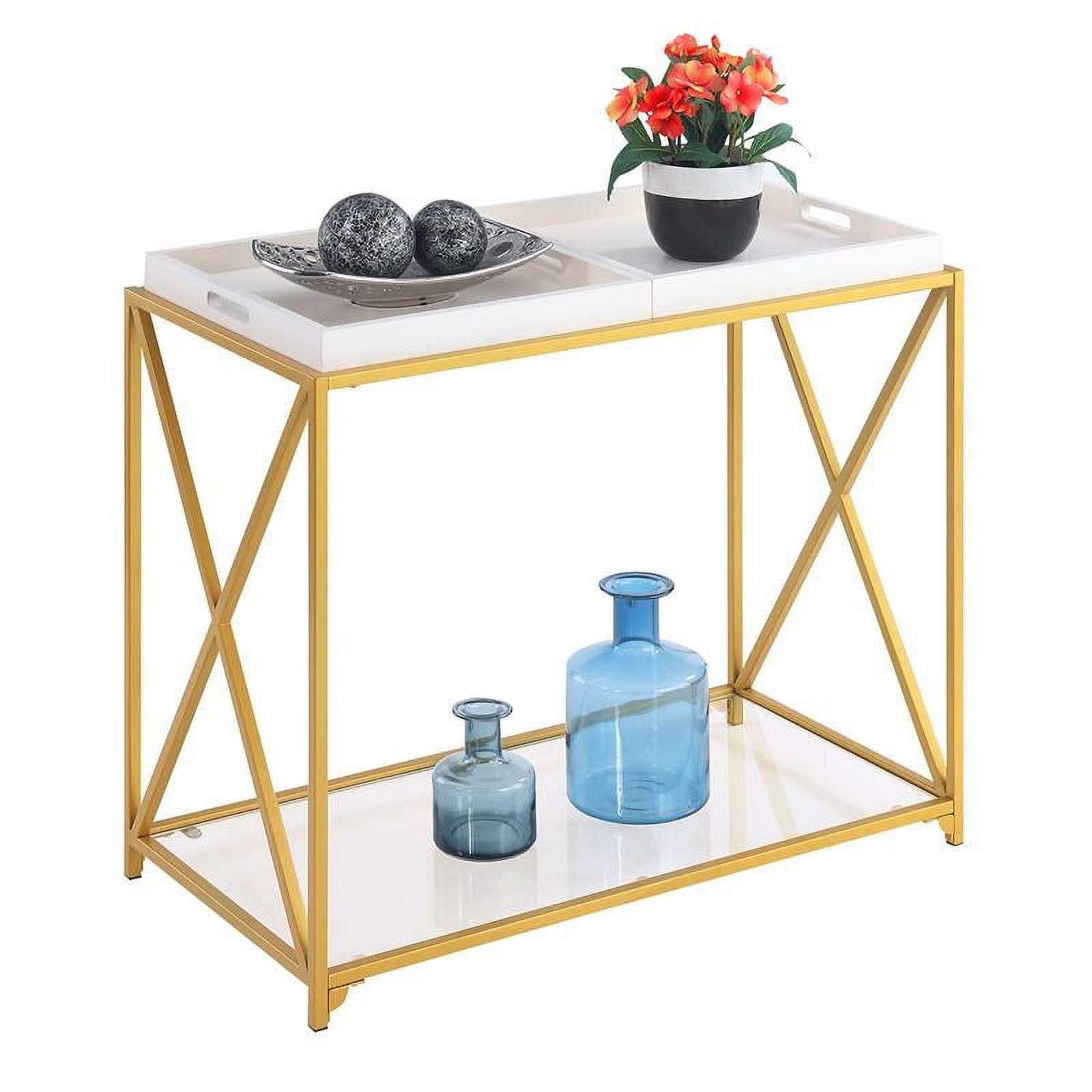 413699wg St. Andrews Console Table, White & Gold