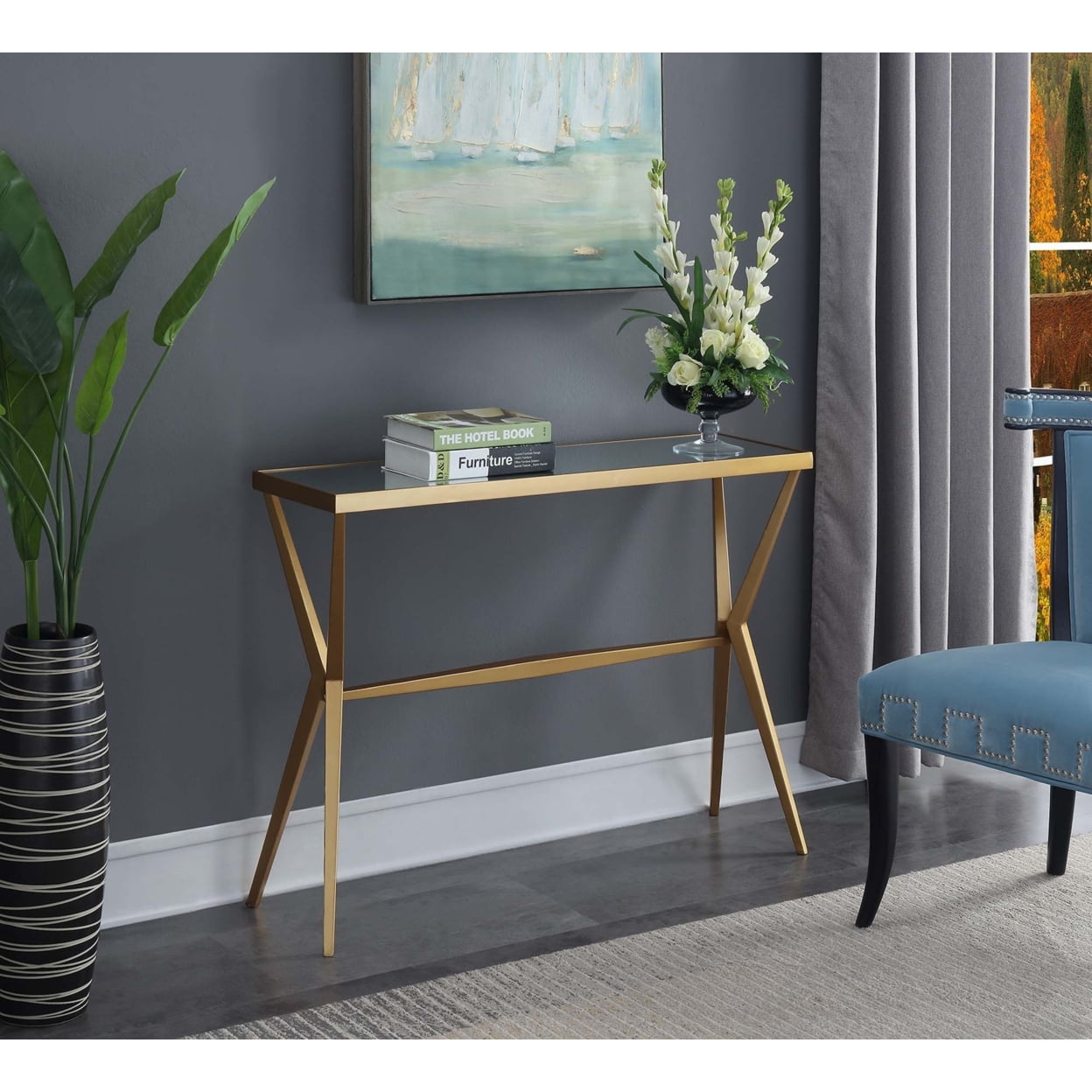 413559mrg Saturn Console Table, Mirror & Gold Frame - 42 X 12 X 29.75 In.