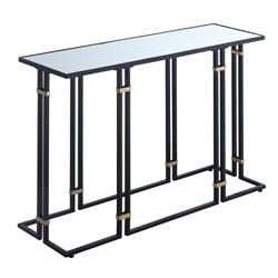 413589mrbl Mercury Console Table, Mirror Top & Black Frame - 42 X 12 X 30 In.