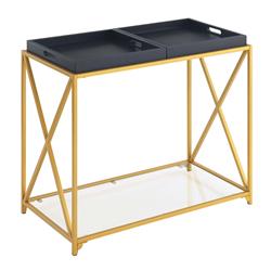 413699blg St. Andrews Console Table, Black & Gold - 34.5 X 18 X 30 In.