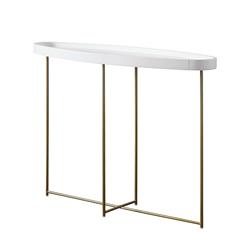 502299wg Lunar Console Table, Whit & Gold
