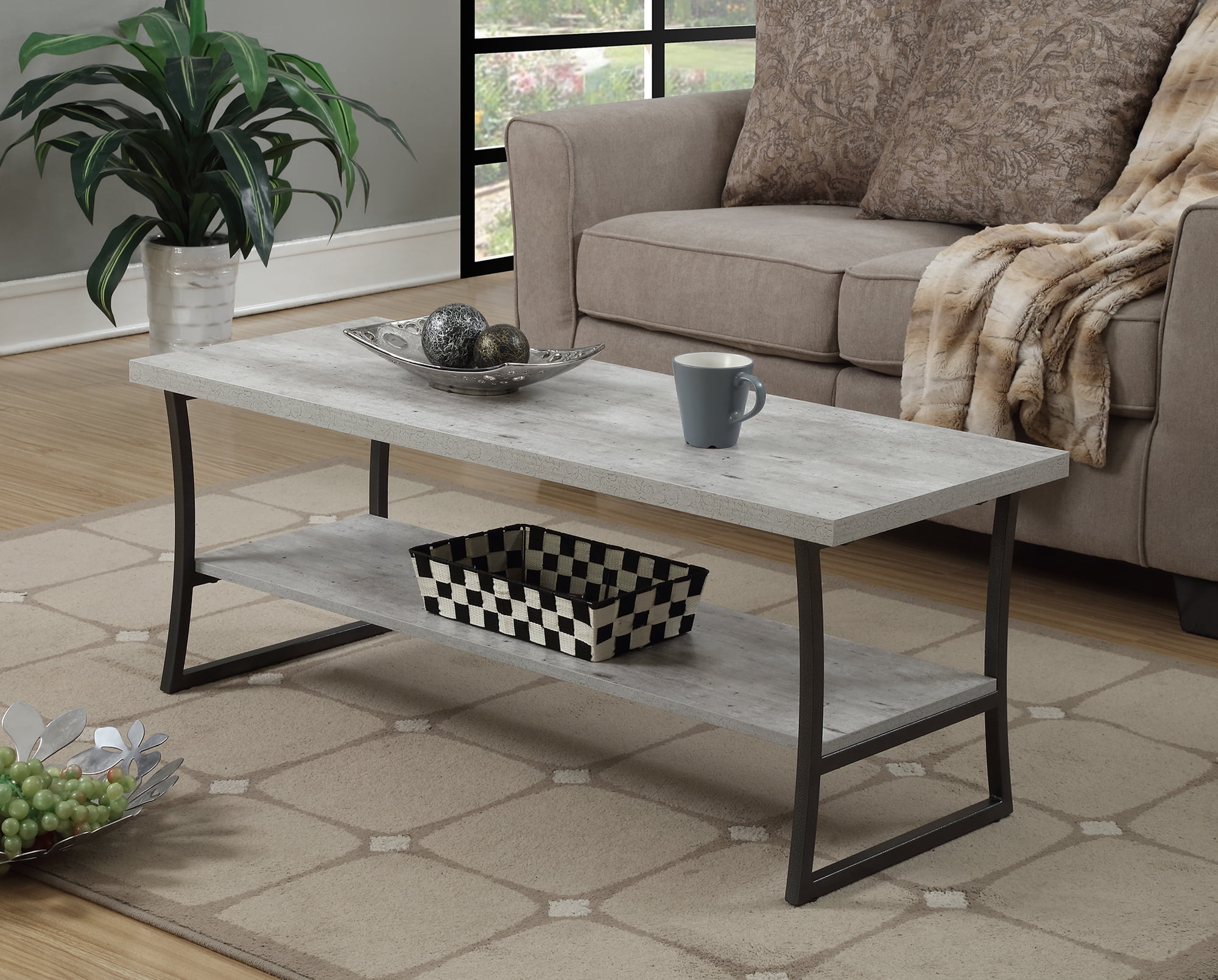 111582gy Coffee Table, Faux Birch - 47.25 X 18 X 18 In.