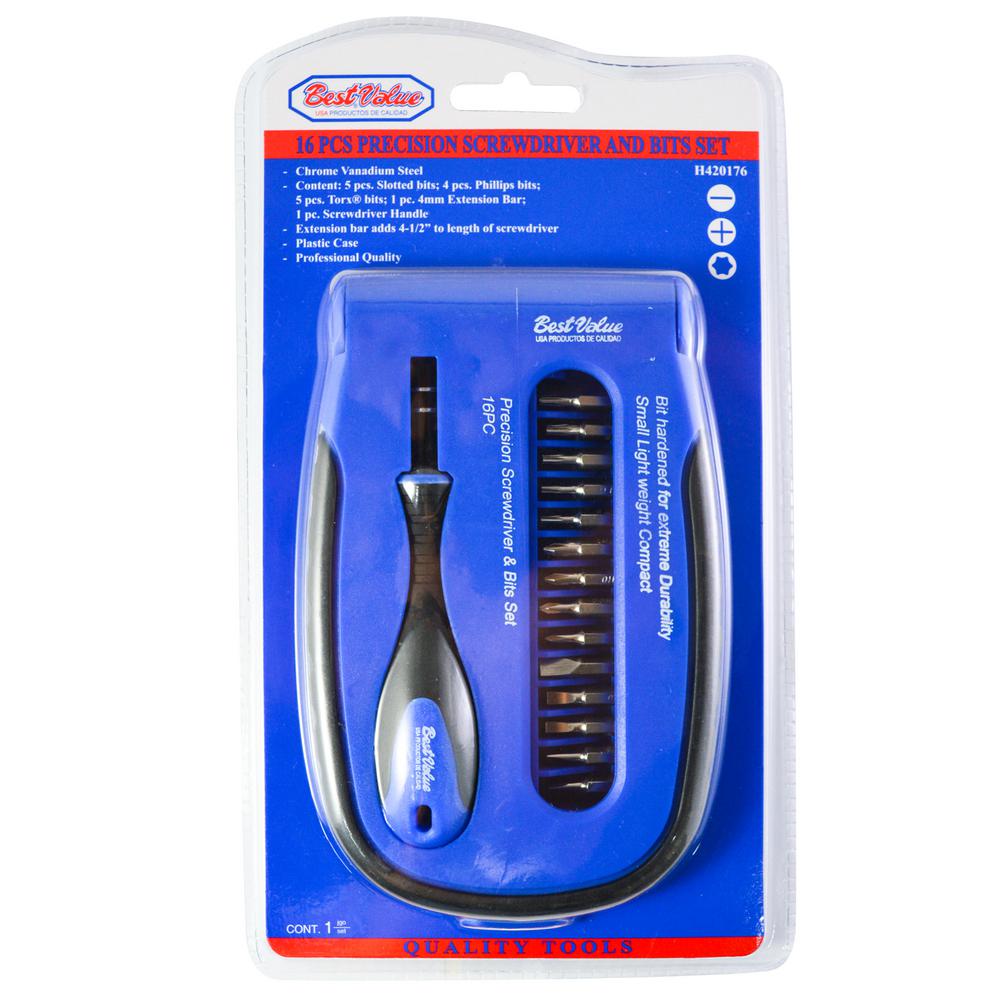 H420176 Precision Screwdriver & Bits Set - 16 Piece