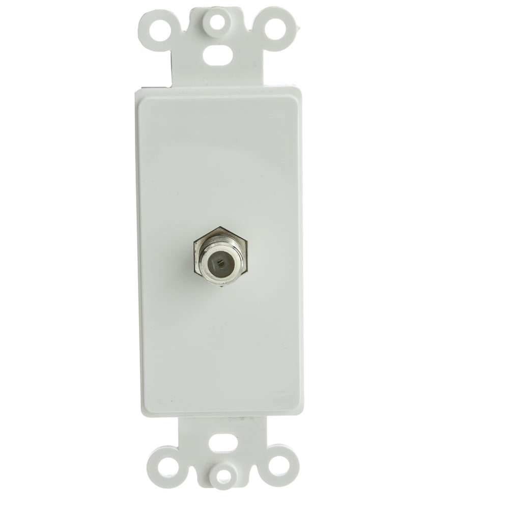 301-1000 F-pin Coaxial Coupler & F-pin Female, Decora Wall Plate Insert - White