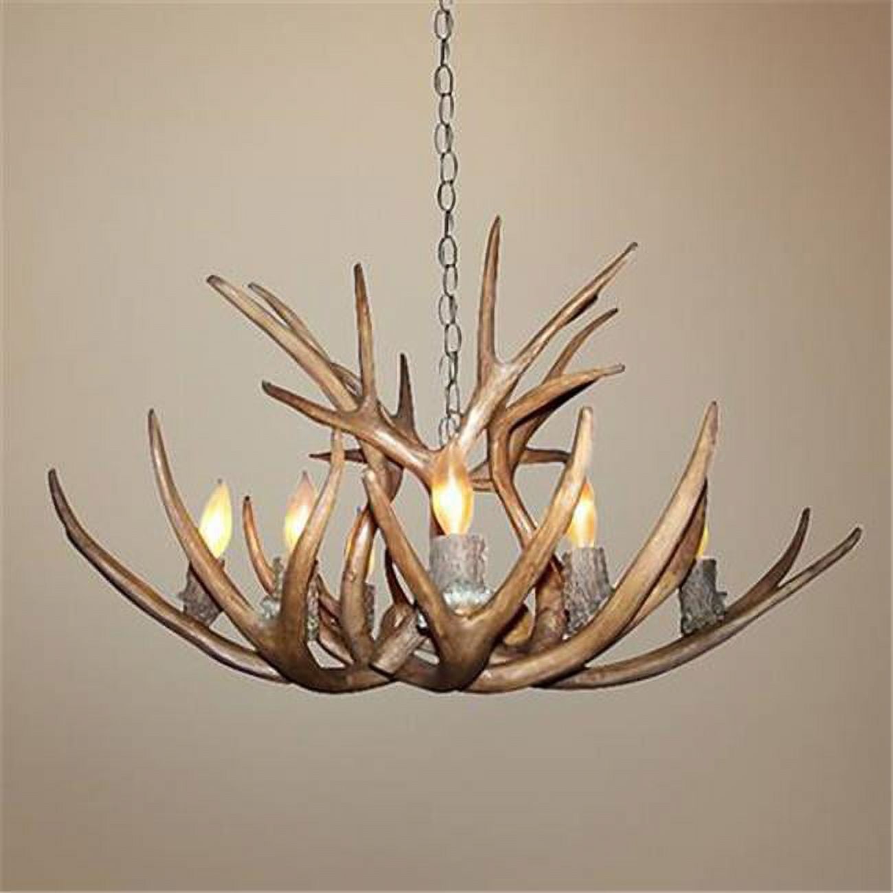 Cdn Antler Design Unsfmdca-16ant-xl Reproduction Antler Mule Deer 8 Light Sockets Chandelier With 6 Ft. Rustic Bronze Chain - Extra Large