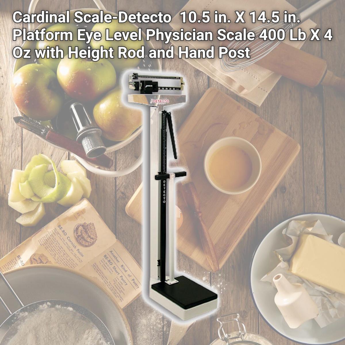 Picture of Detecto 449 10.5 in. X 14.5 in. Platform Eye Level Physician Scale 400 Lb X 4 Oz with Height Rod and Hand Post