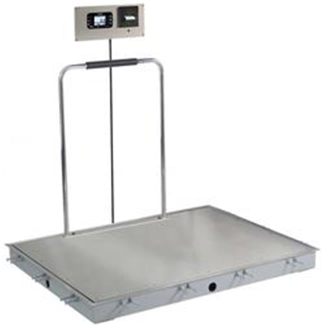 Cardinal Scales 36 X 36 In. In-floor Dialysis Scale - Stainless Steel Deck, Hand Rail, 855 Recessed Wall-mount Indicator With Printer