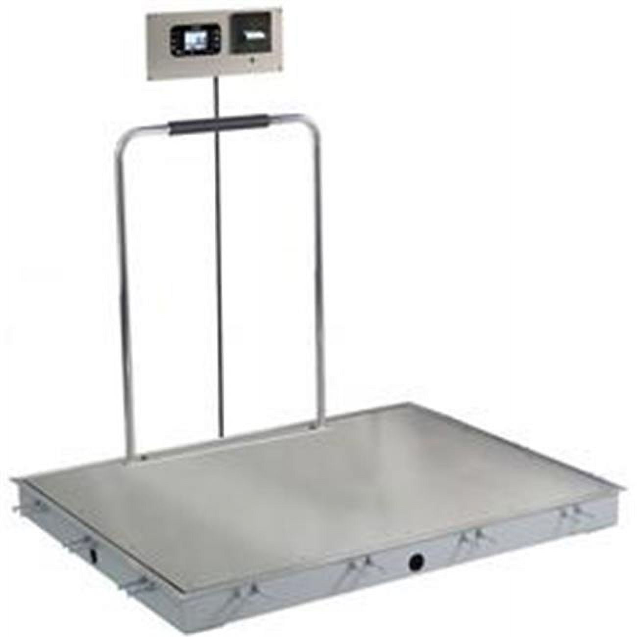Cardinal Scales 48 X 48 In. In-floor Dialysis Scale - Stainless Steel Deck, Hand Rail, 855 Recessed Wall-mount Indicator With Printer
