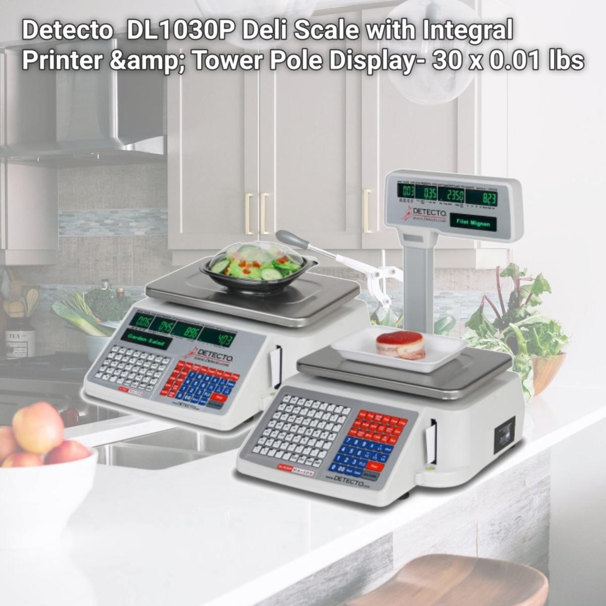 Picture of Detecto  DL1030P Deli Scale with Integral Printer &amp; Tower Pole Display- 30 x 0.01 lbs