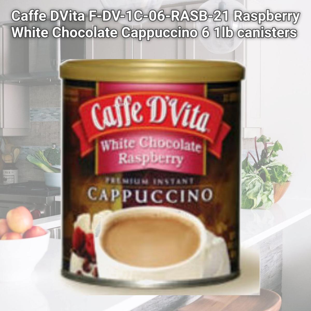 Picture of Caffe DVita F-DV-1C-06-RASB-21 Raspberry White Chocolate Cappuccino 6 1lb canisters