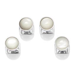 Obs-rib-mop-st Sterling Silver Ribbed Mother Of Pearl Studs