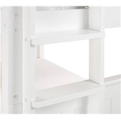 C1613l-dr Camaflexi Full Mission Headboard, End Ladder Over Bunk Bed With Drawers - White