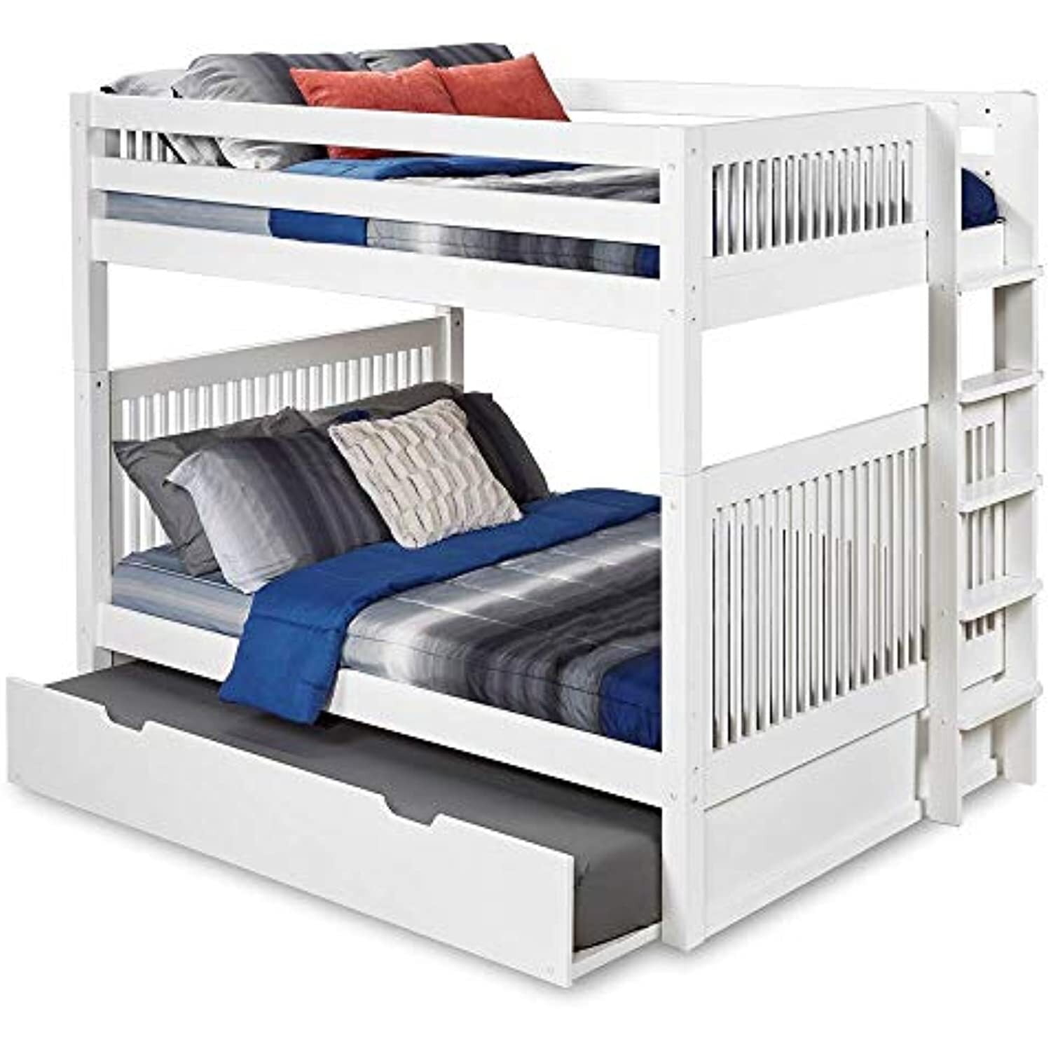 C1613l-tr Camaflexi Full Mission Headboard, End Ladder Over Bunk Bed With Trundle, White - Twin