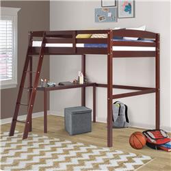 T1402df Concord High Loft Bed With Desk, Cappuccino - Full Size
