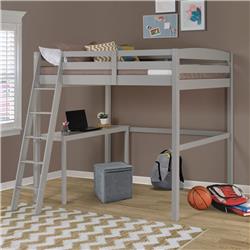 T1404df Concord High Loft Bed With Desk, Grey - Full Size