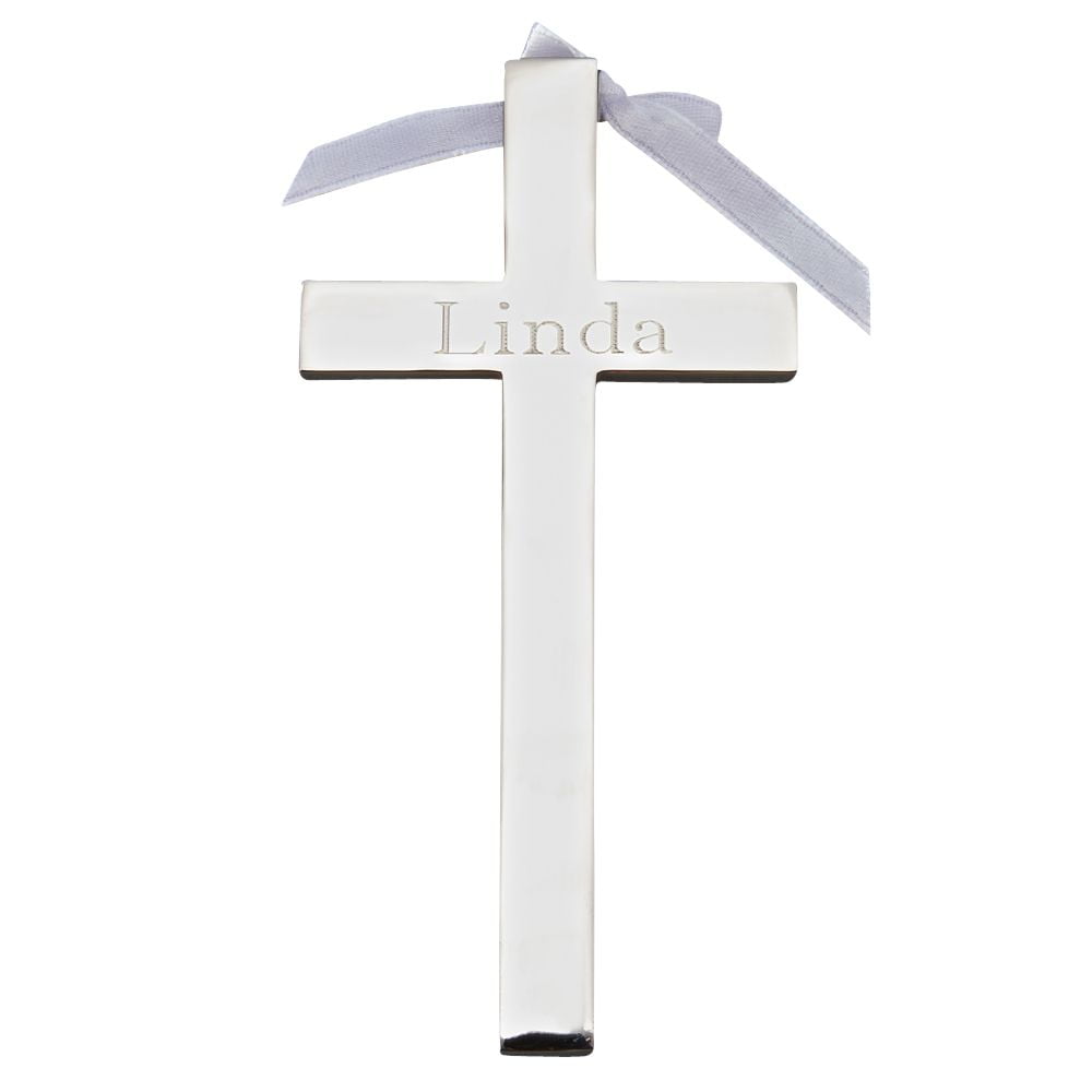 002880 4.75 X 2.5 In. Cross With White Ribbon - Silver