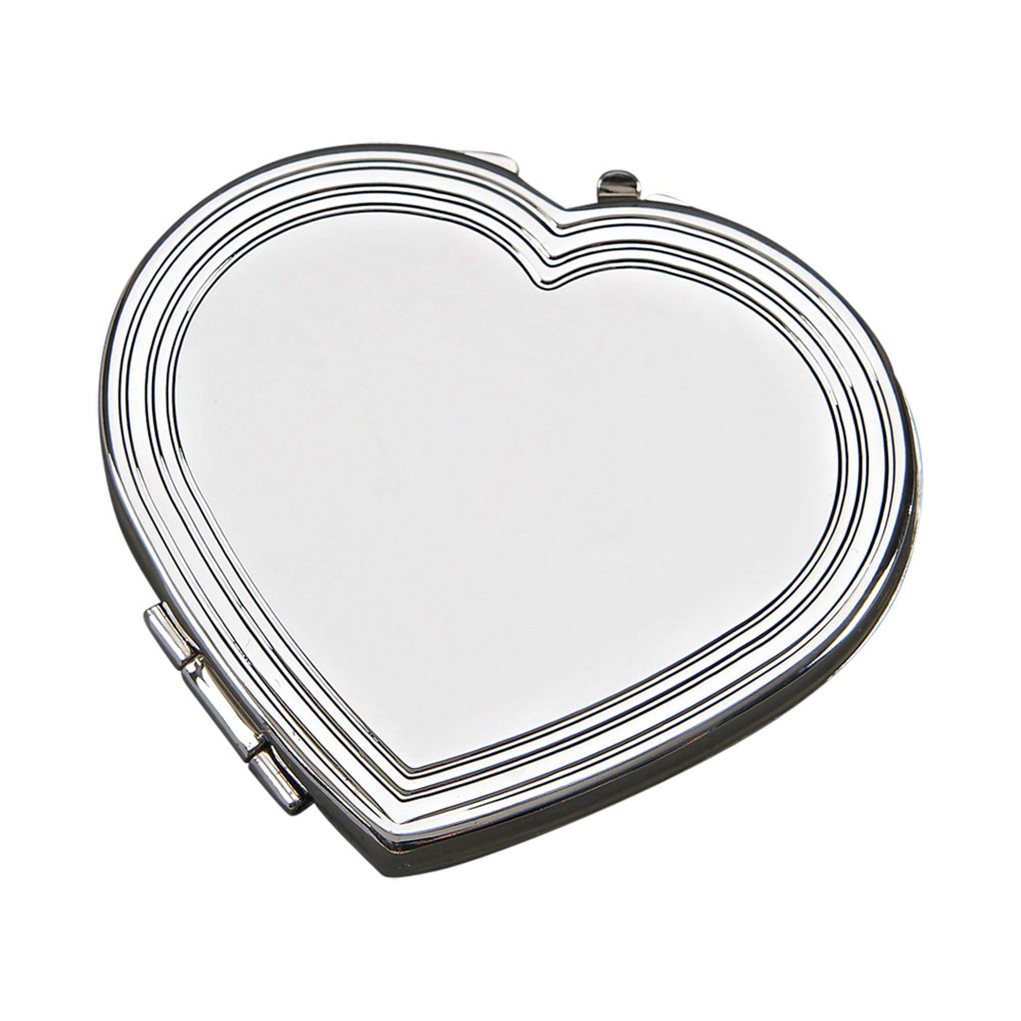 002950 2.25 X 2 In. Silhouette Heart Compact, Nickel Plated - Silver